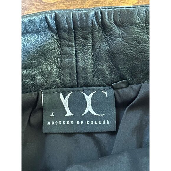 Absence of Color XS Black Leather Mini Skirt Double Zippers Perforated Goth Prep - Picture 4 of 7